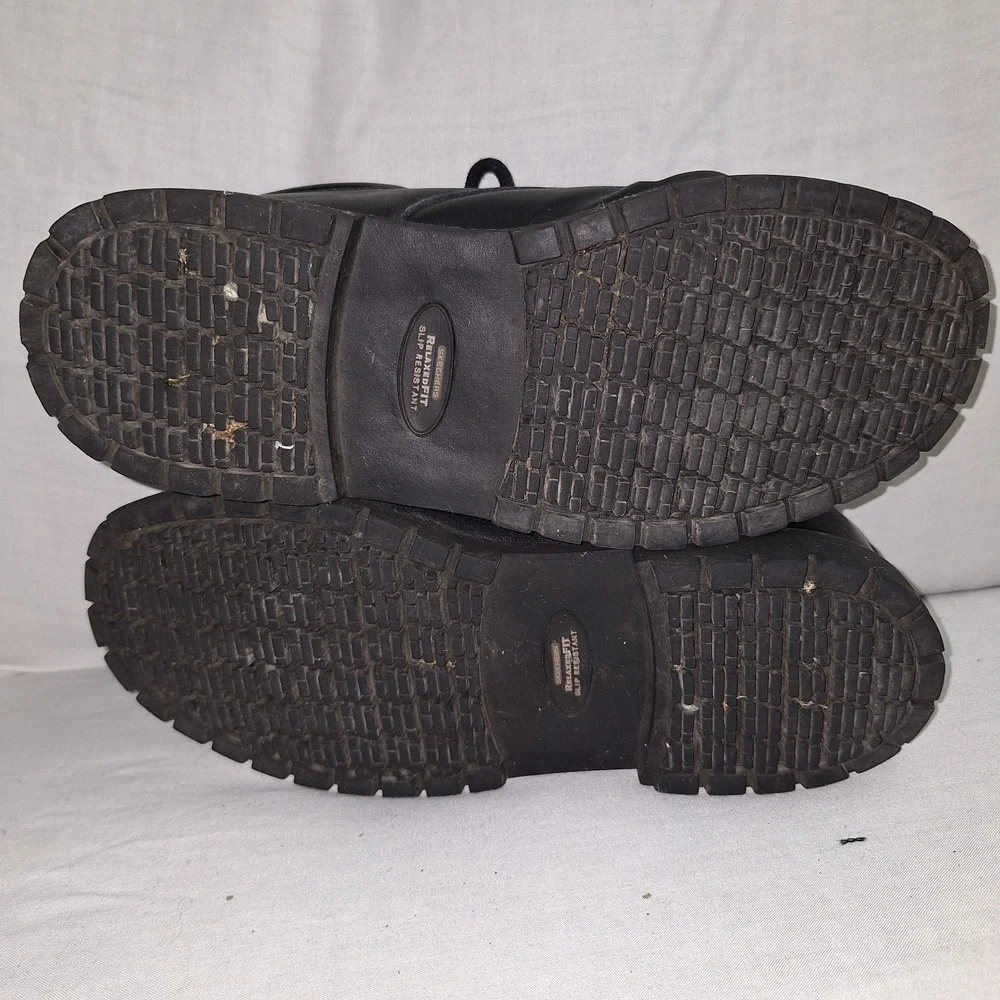 Size 8 Skechers Men's Blk Cottonwood Elks SR Work Shoes Relaxed Fit Occupational